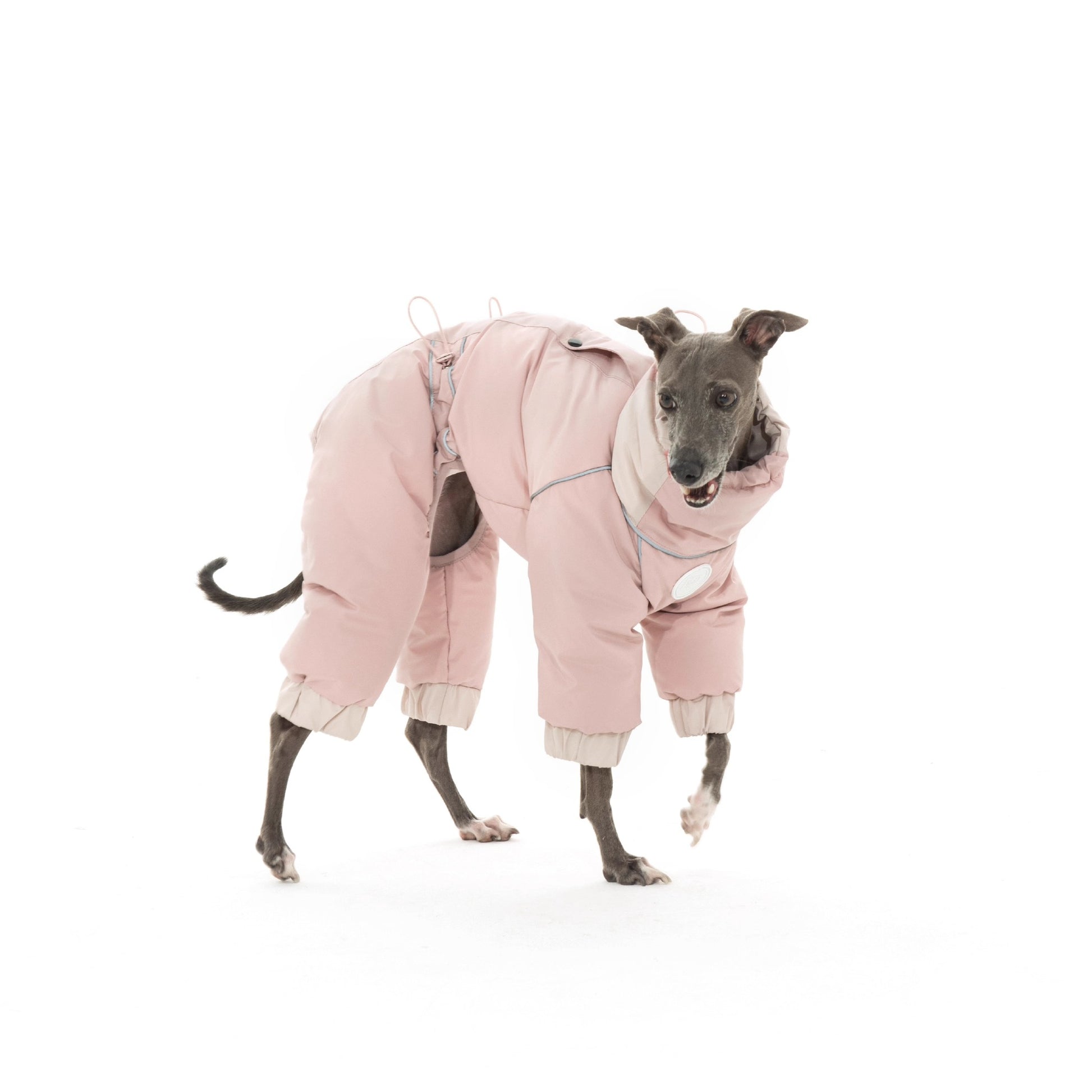 Warm Puffy Waterproof Four-leg Dog Snowsuit Pink / XL (99.5g Down)