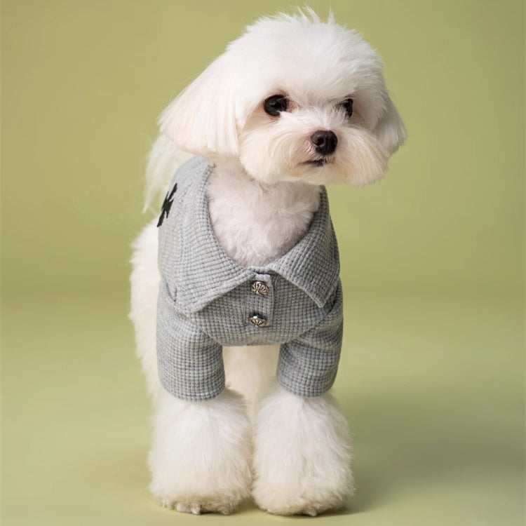 Waffle Knit Polo Shirt Pet Clothes
