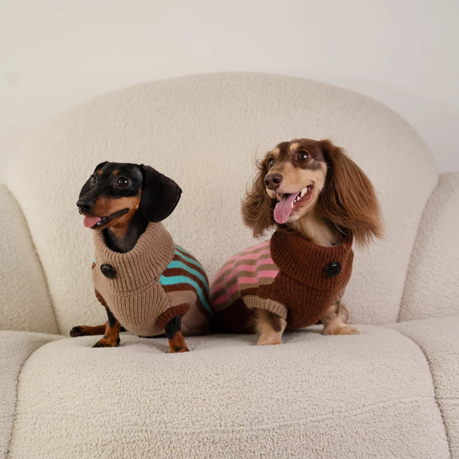 Dachshund Striped Turtleneck Warm Dog Jumper
