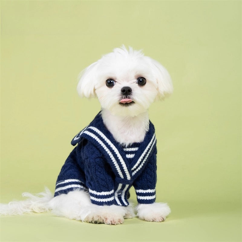 Warm Sailor Dog Jumper Navy Blue / XL