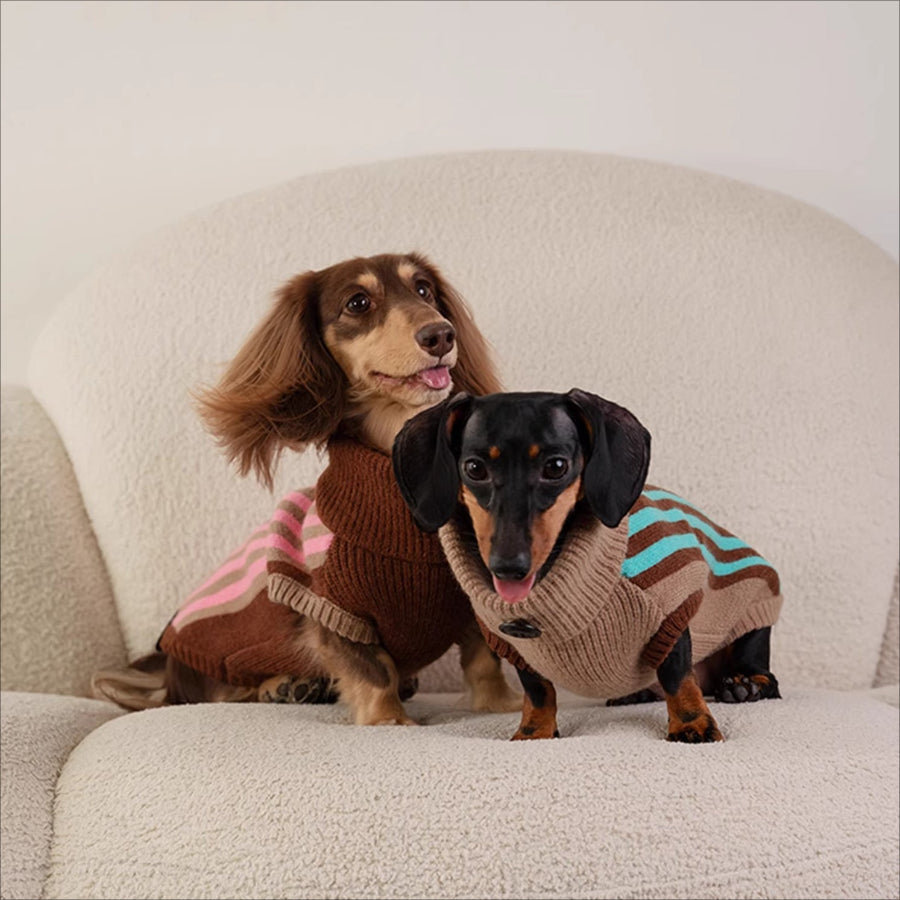 Dachshund Striped Turtleneck Warm Dog Jumper