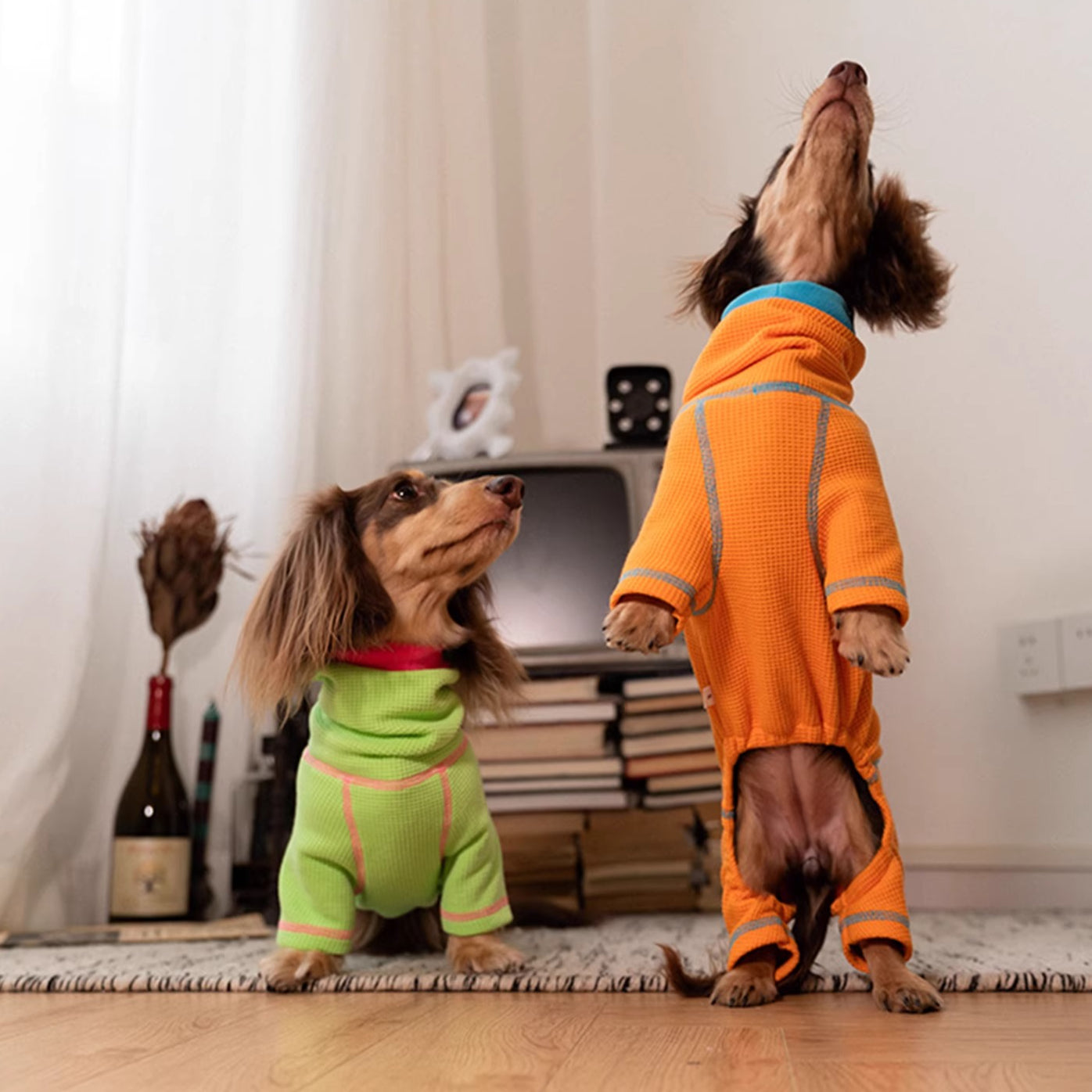 Dachshund Waffle Knit Hoodie Onesie