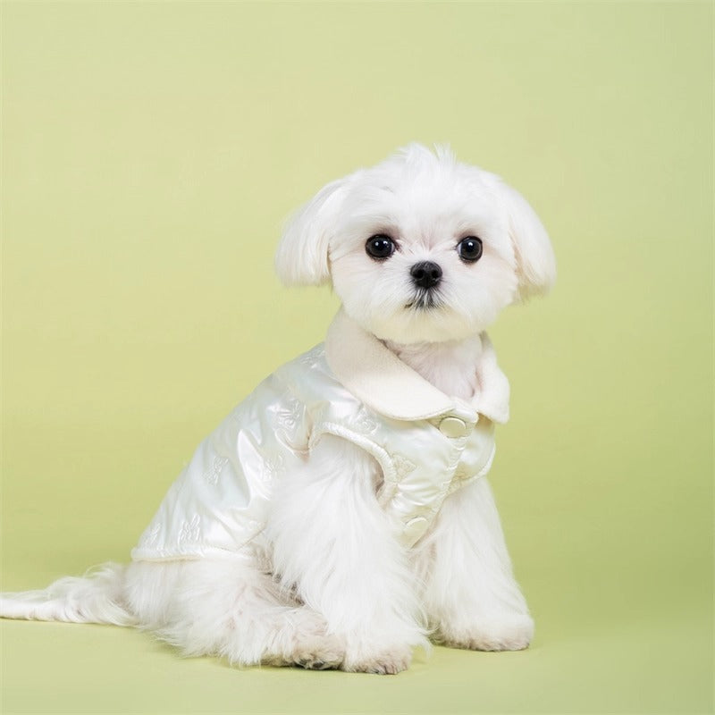 Embossed Bow Warm Cotton Dog Jacket