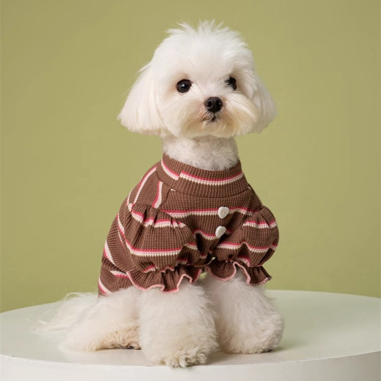 Puffed-Sleeve Stripe Dog Shirt