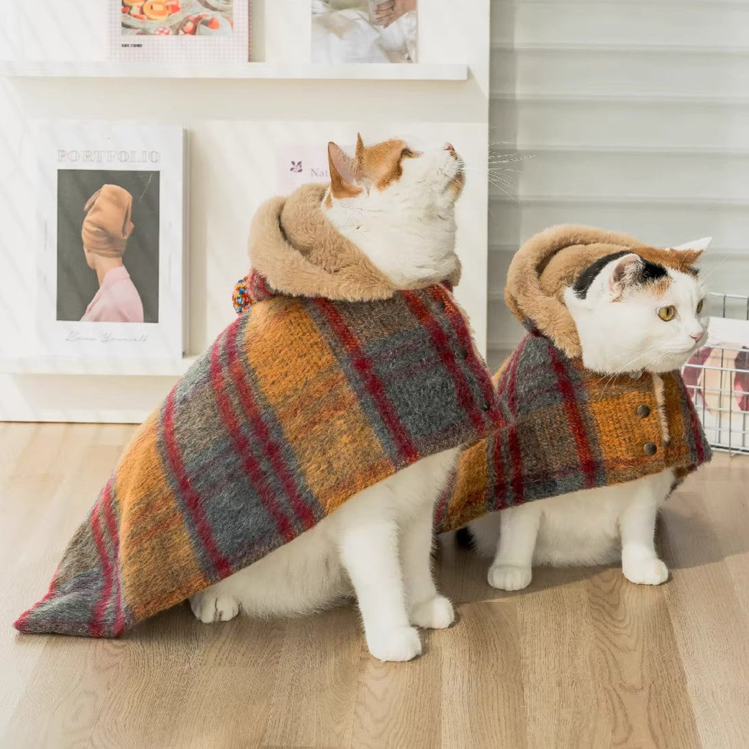 Maillard Warm Plush Cat Poncho