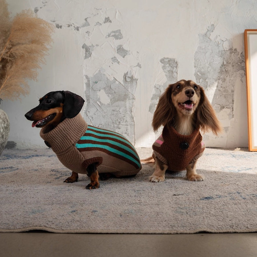 Dachshund Striped Turtleneck Warm Dog Jumper