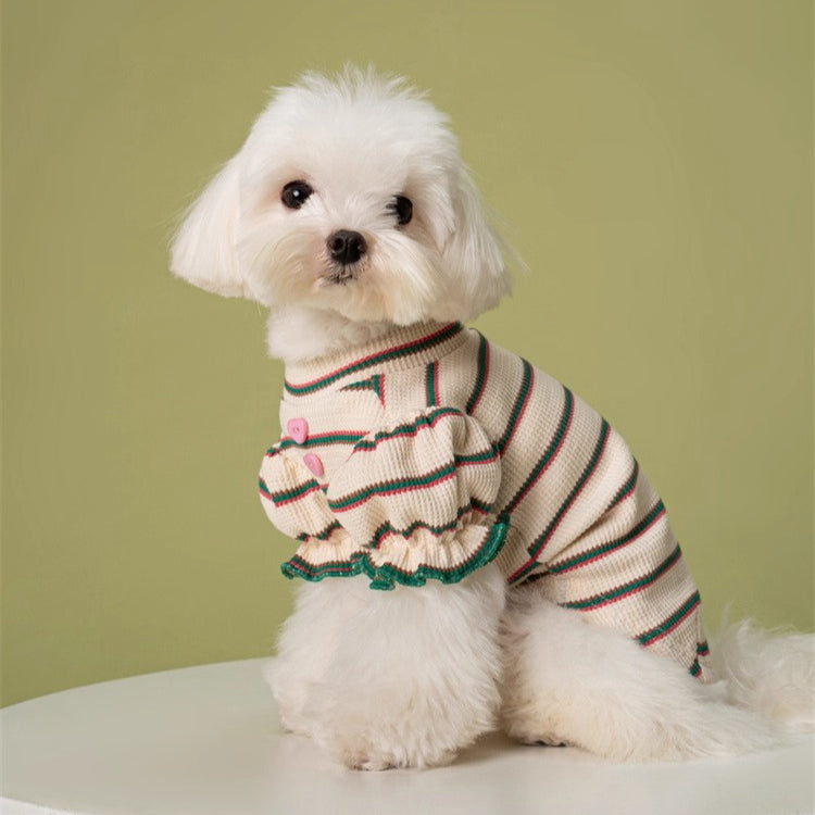 Puffed-Sleeve Stripe Dog Shirt