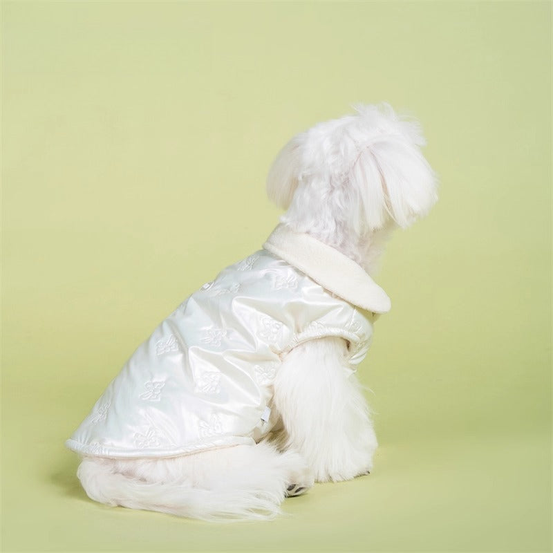Embossed Bow Warm Cotton Dog Jacket