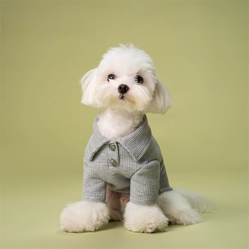 Waffle Knit Polo Shirt Pet Clothes