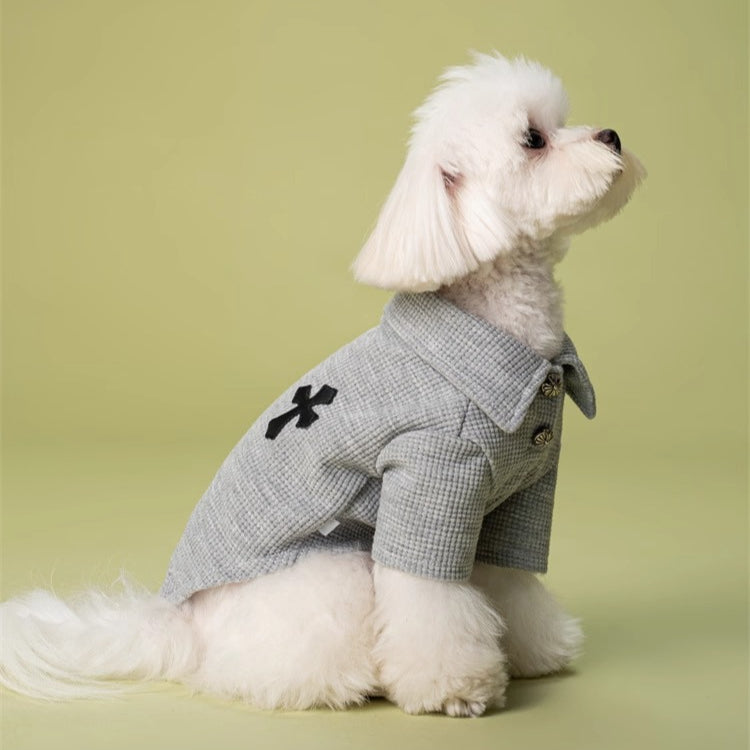 Waffle Knit Polo Shirt Pet Clothes