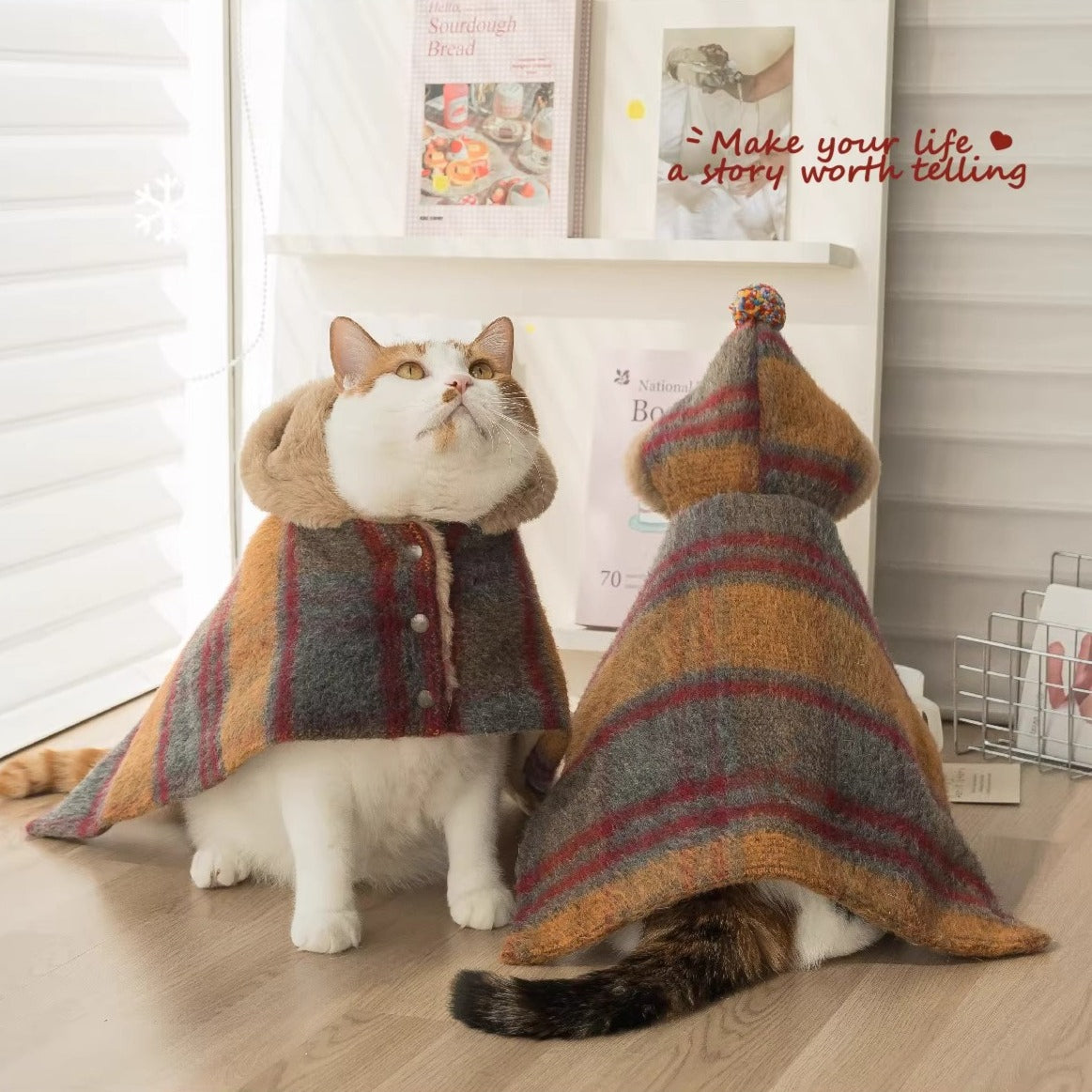 Maillard Warm Plush Cat Poncho