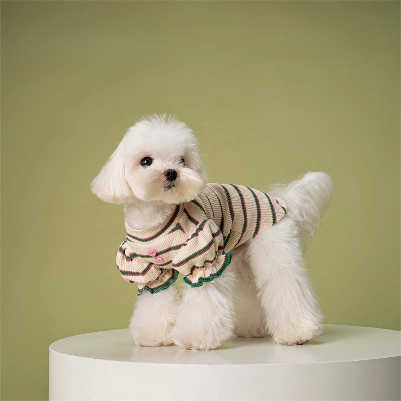 Puffed-Sleeve Stripe Dog Shirt