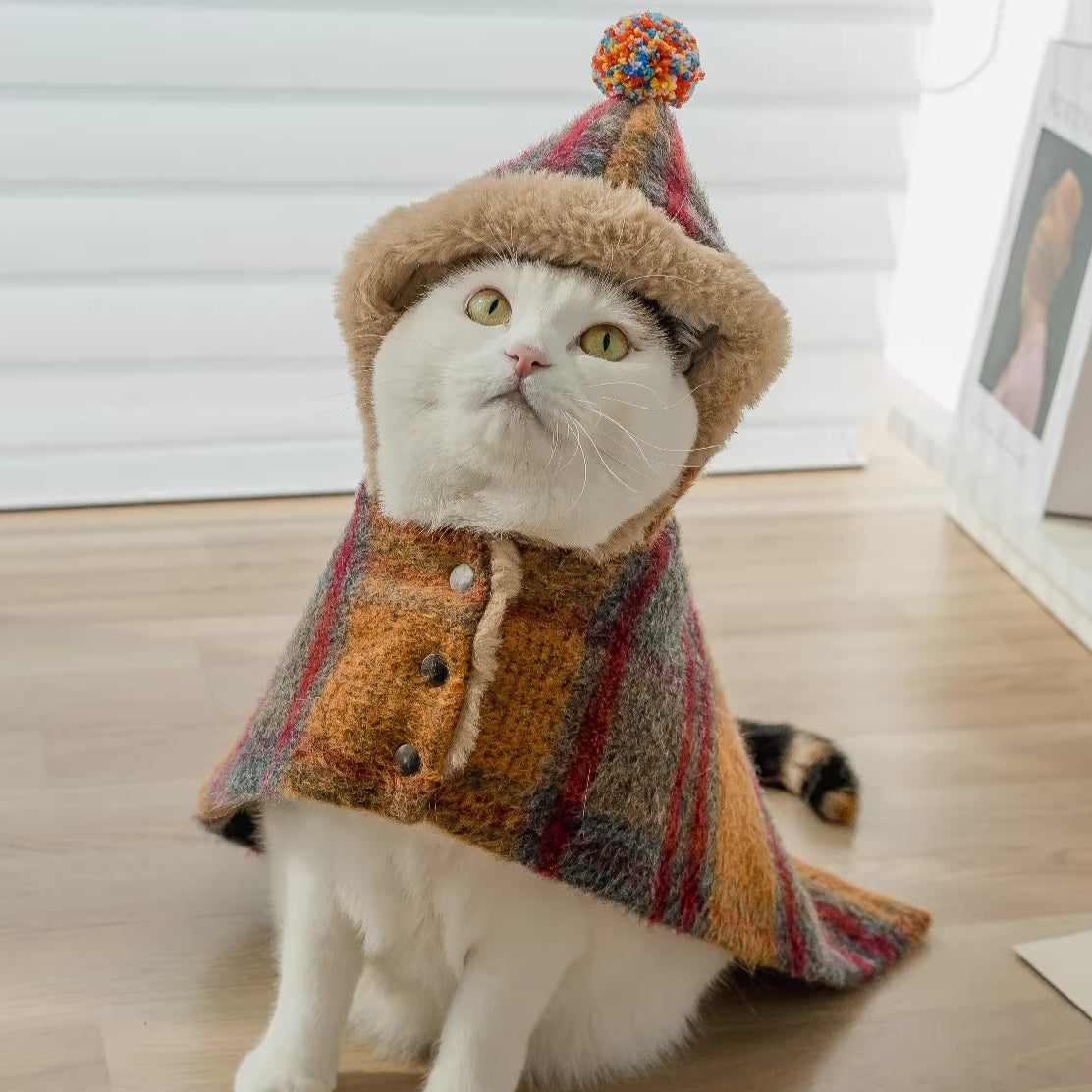 Maillard Warm Plush Cat Poncho