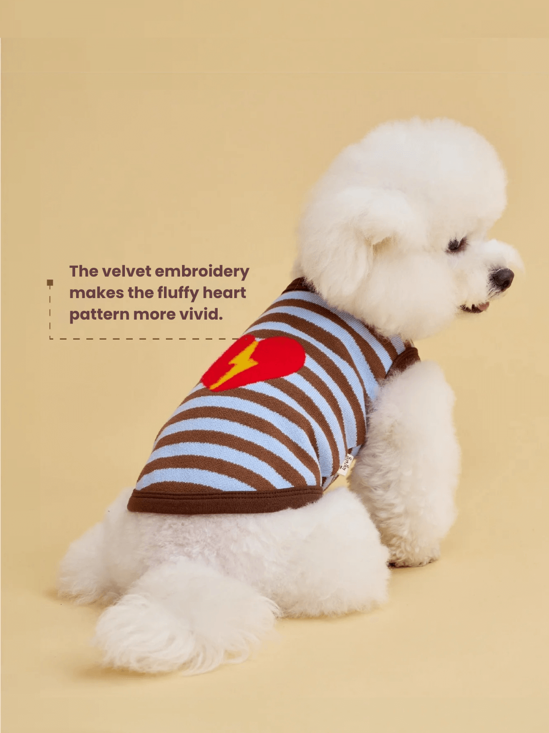 Brown-Blue Stripe Velvet Embroidered Jumper