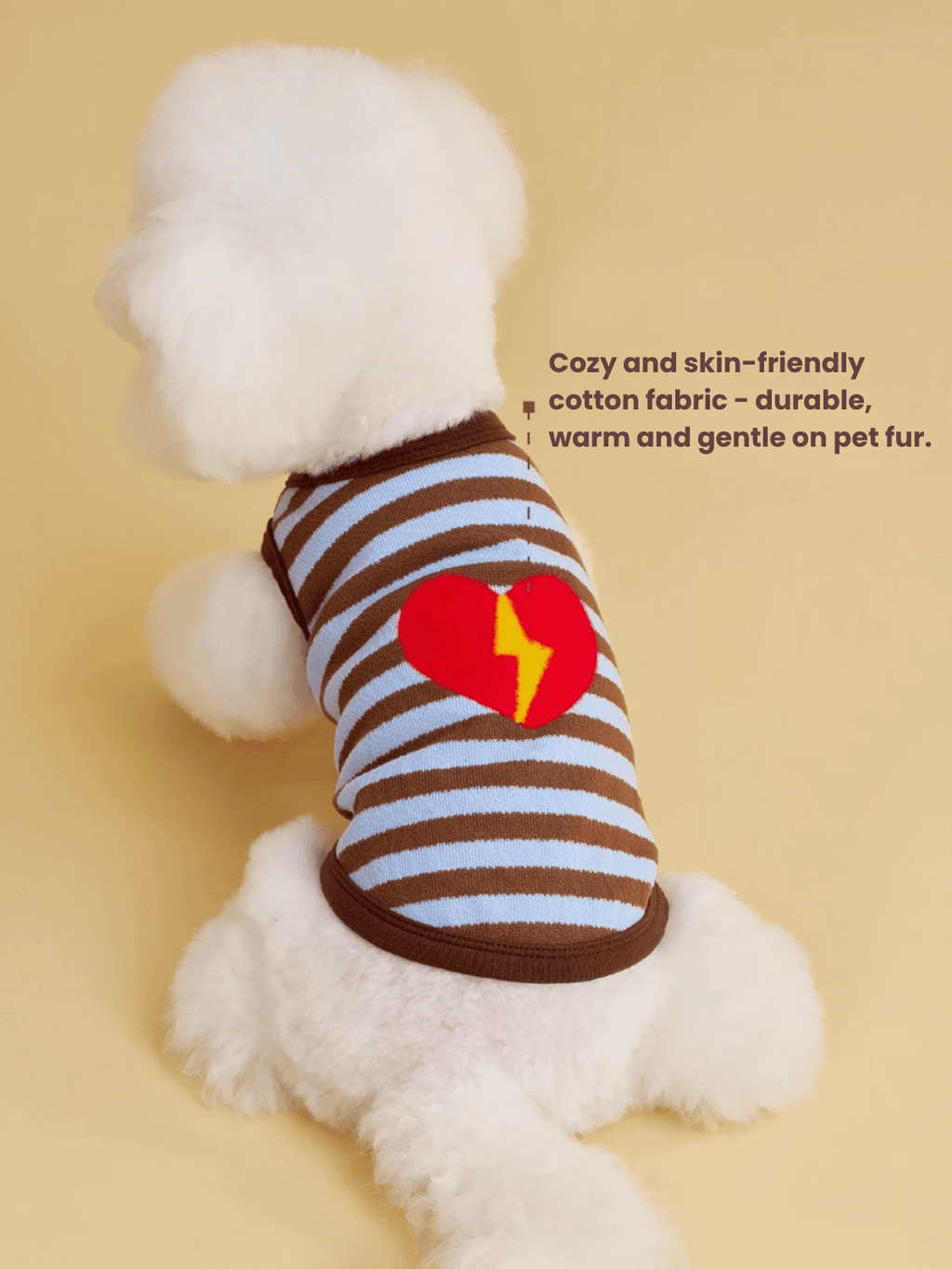 Brown-Blue Stripe Velvet Embroidered Sweater