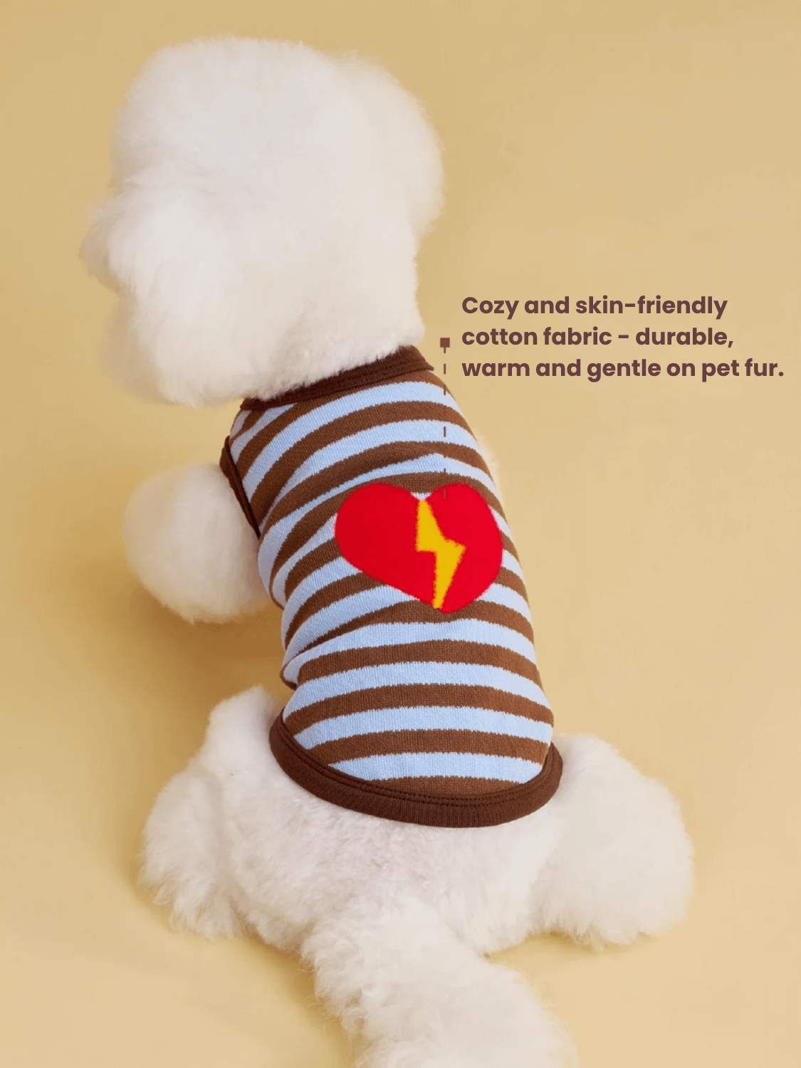 Brown-Blue Stripe Velvet Embroidered Sweater