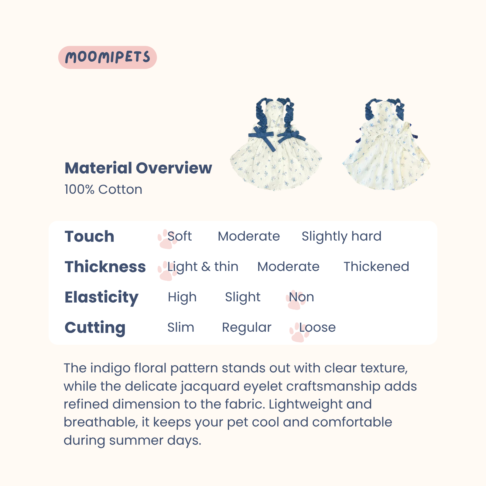 Pet Indigo Floral Sundress Dog Clothes