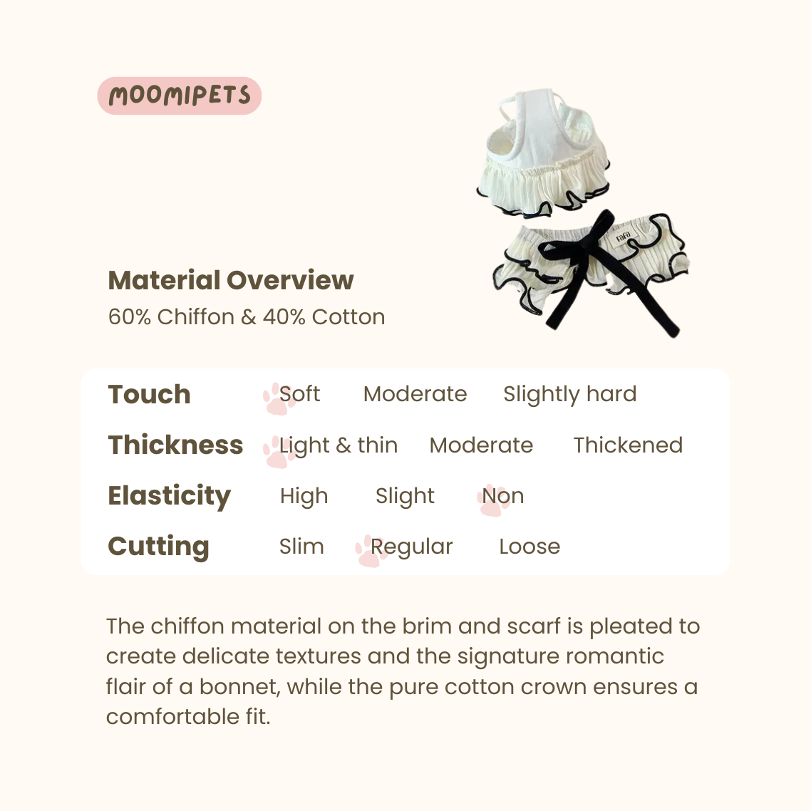 Pet Vintage Bonnet Style Hat and Scarf Set