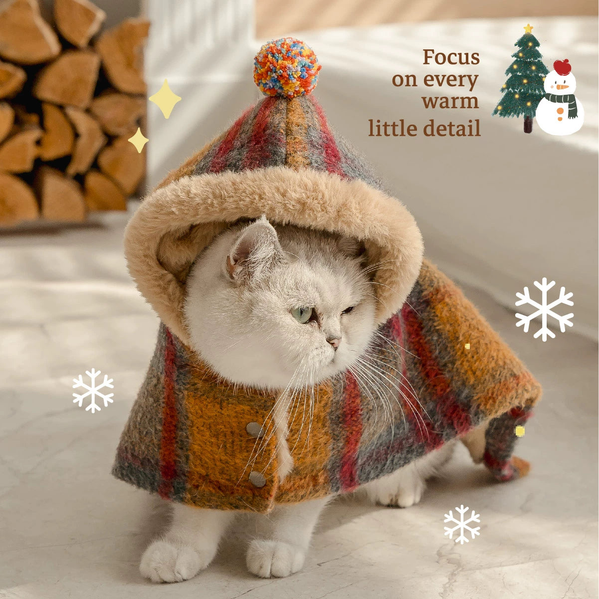 Maillard Warm Plush Cat Poncho