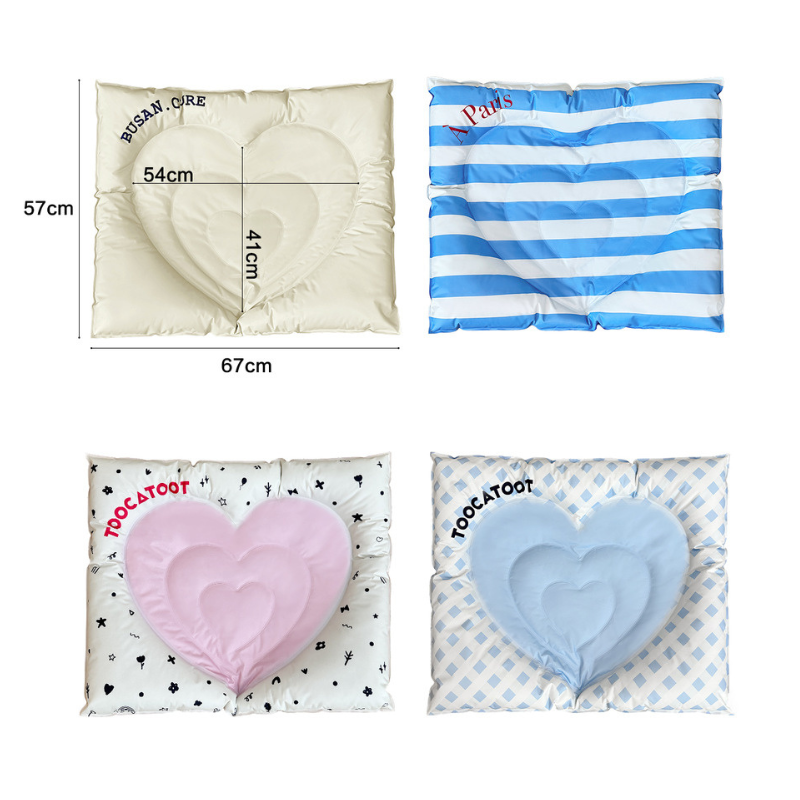 Heart-Pattern Pet Cooling Bed