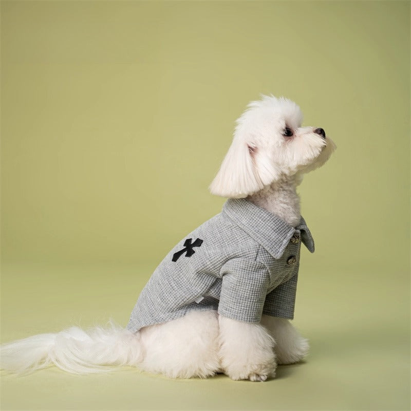 Waffle Knit Polo Shirt Pet Clothes