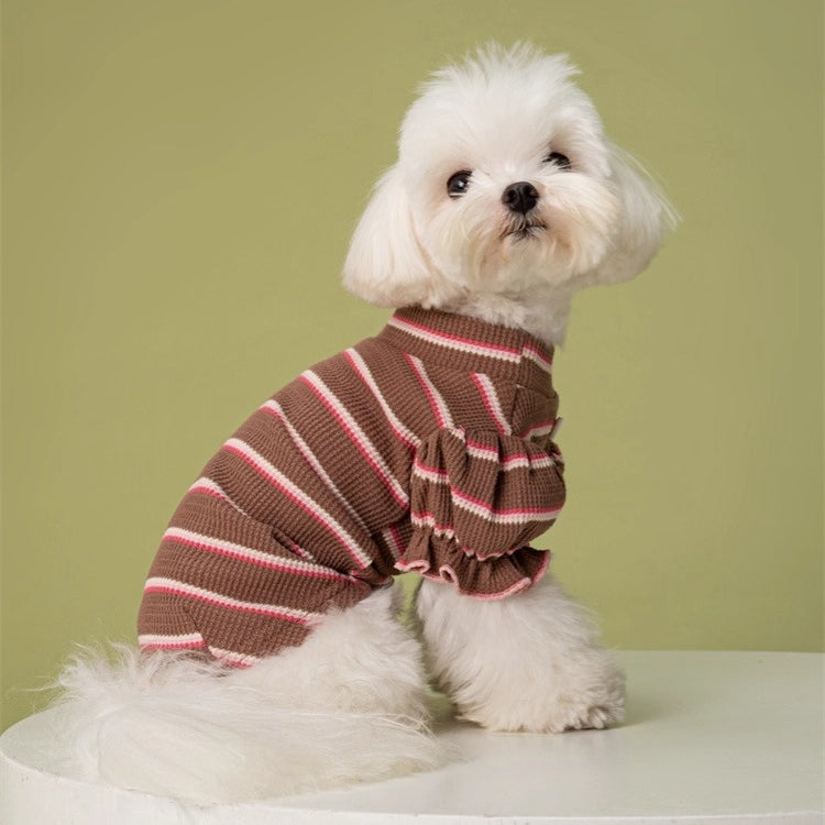 Puffed-Sleeve Stripe Dog Shirt