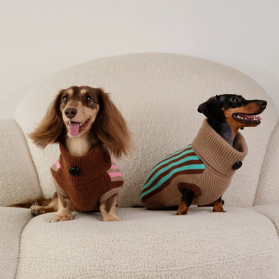 Dachshund Striped Turtleneck Warm Dog Jumper