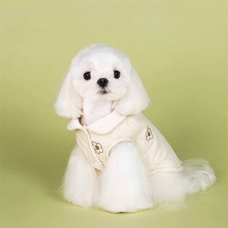 Embroidered Thickened Warm Cotton Dog Jacket
