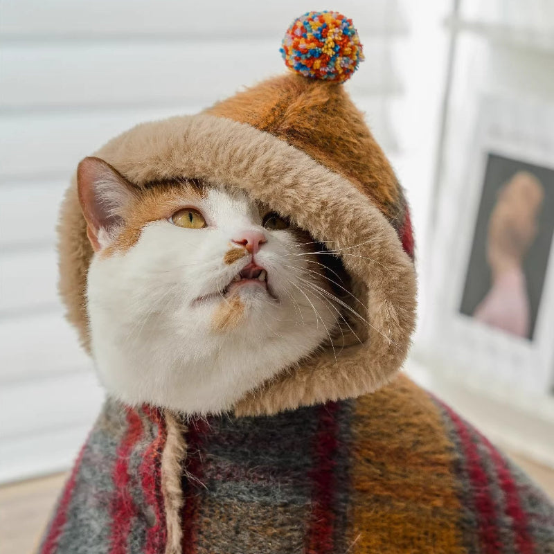 Maillard Warm Plush Cat Poncho
