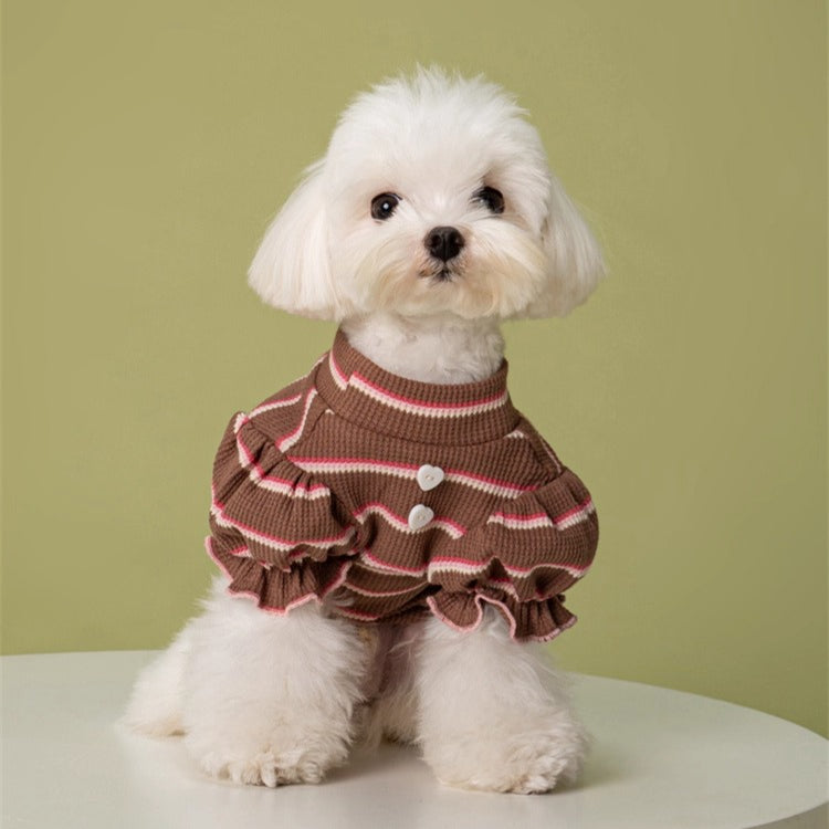 Puffed-Sleeve Stripe Dog Shirt