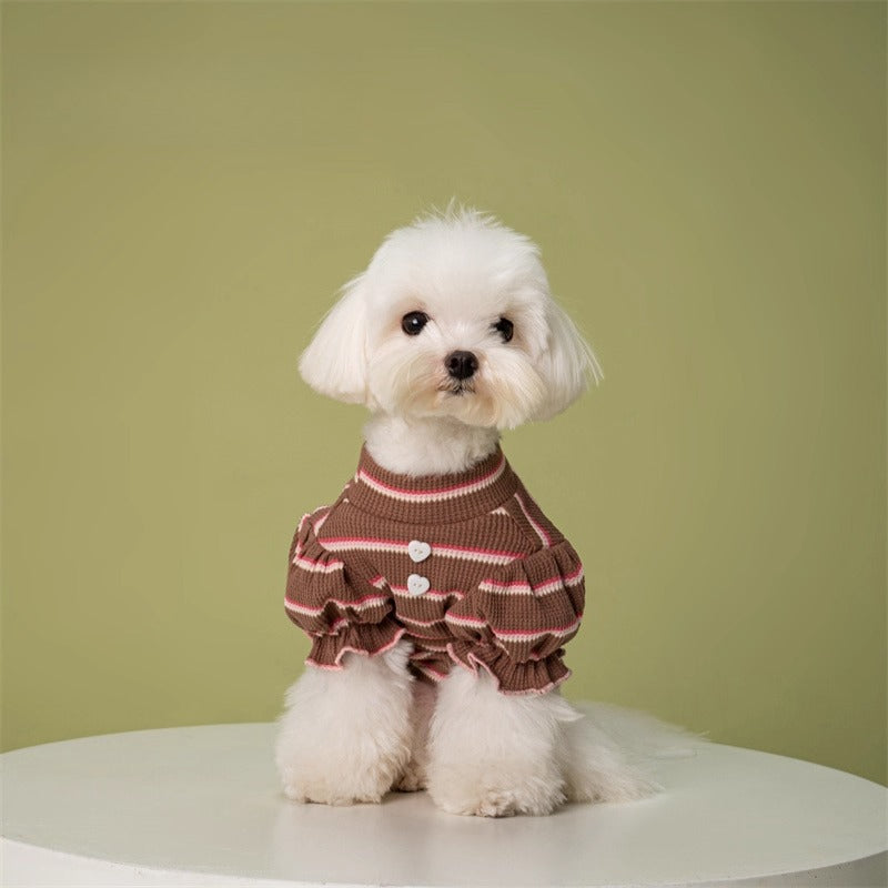 Puffed-Sleeve Stripe Dog Shirt