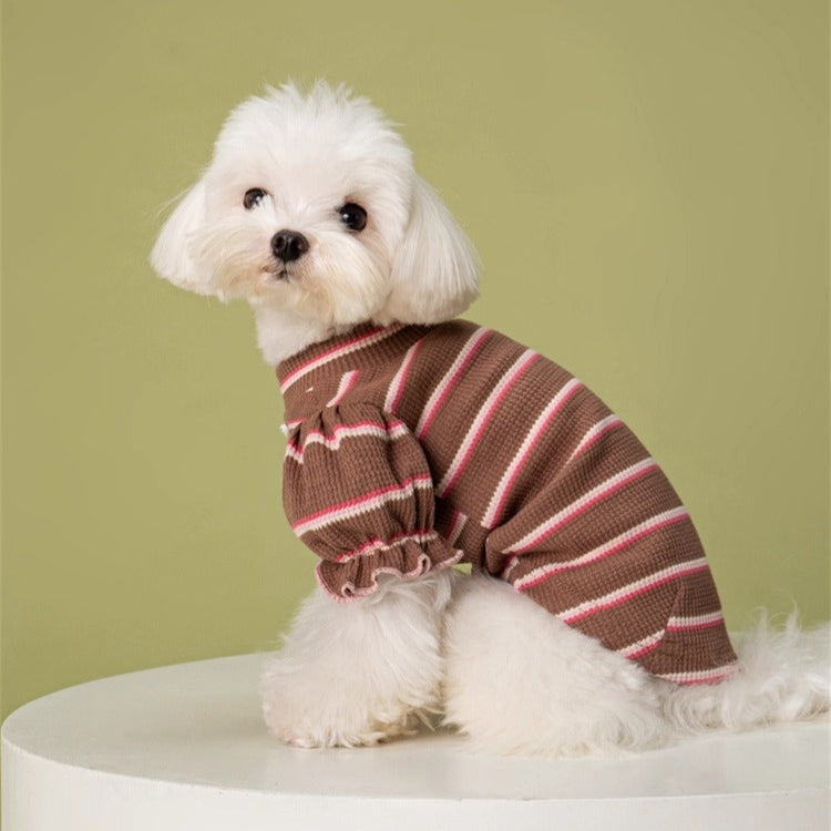 Puffed-Sleeve Stripe Dog Shirt