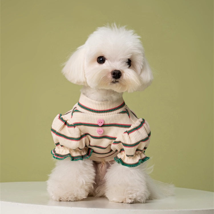 Puffed-Sleeve Stripe Dog Shirt