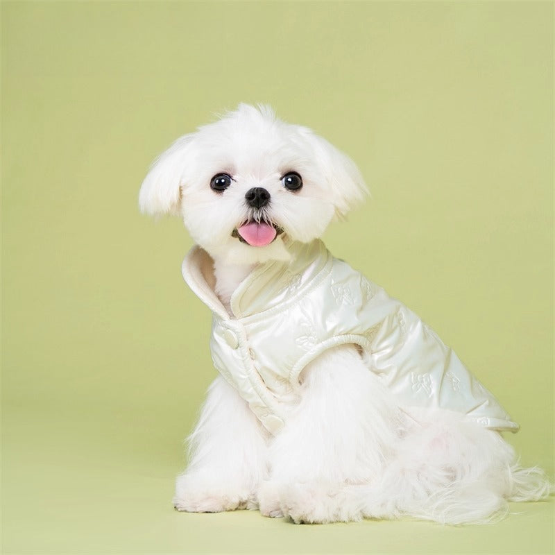 Embossed Bow Warm Cotton Dog Jacket